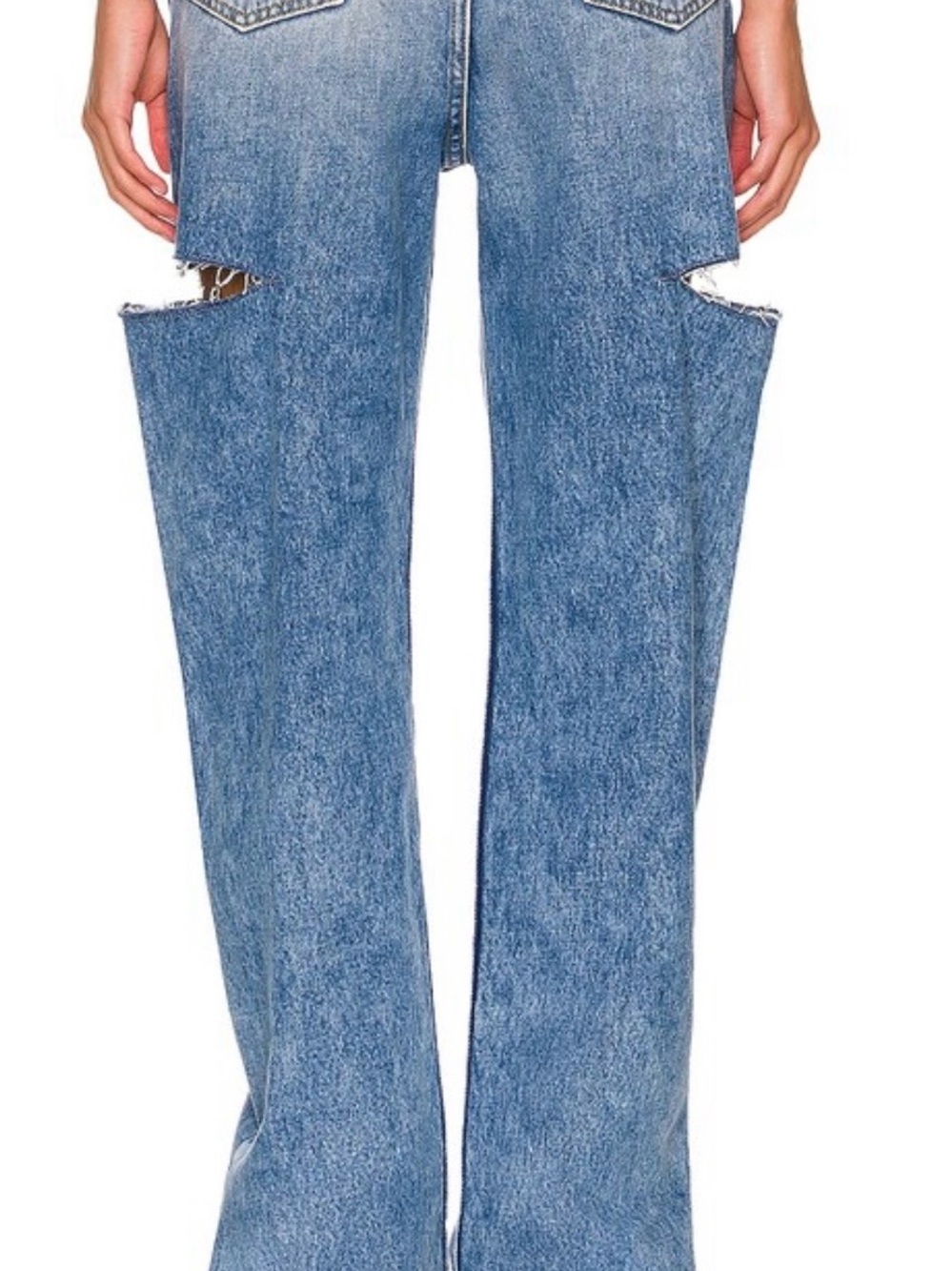 Maison Martin Margiela Light Blue Distinctive Cut-Out Wide-Leg Jeans - Picture 4 of 4